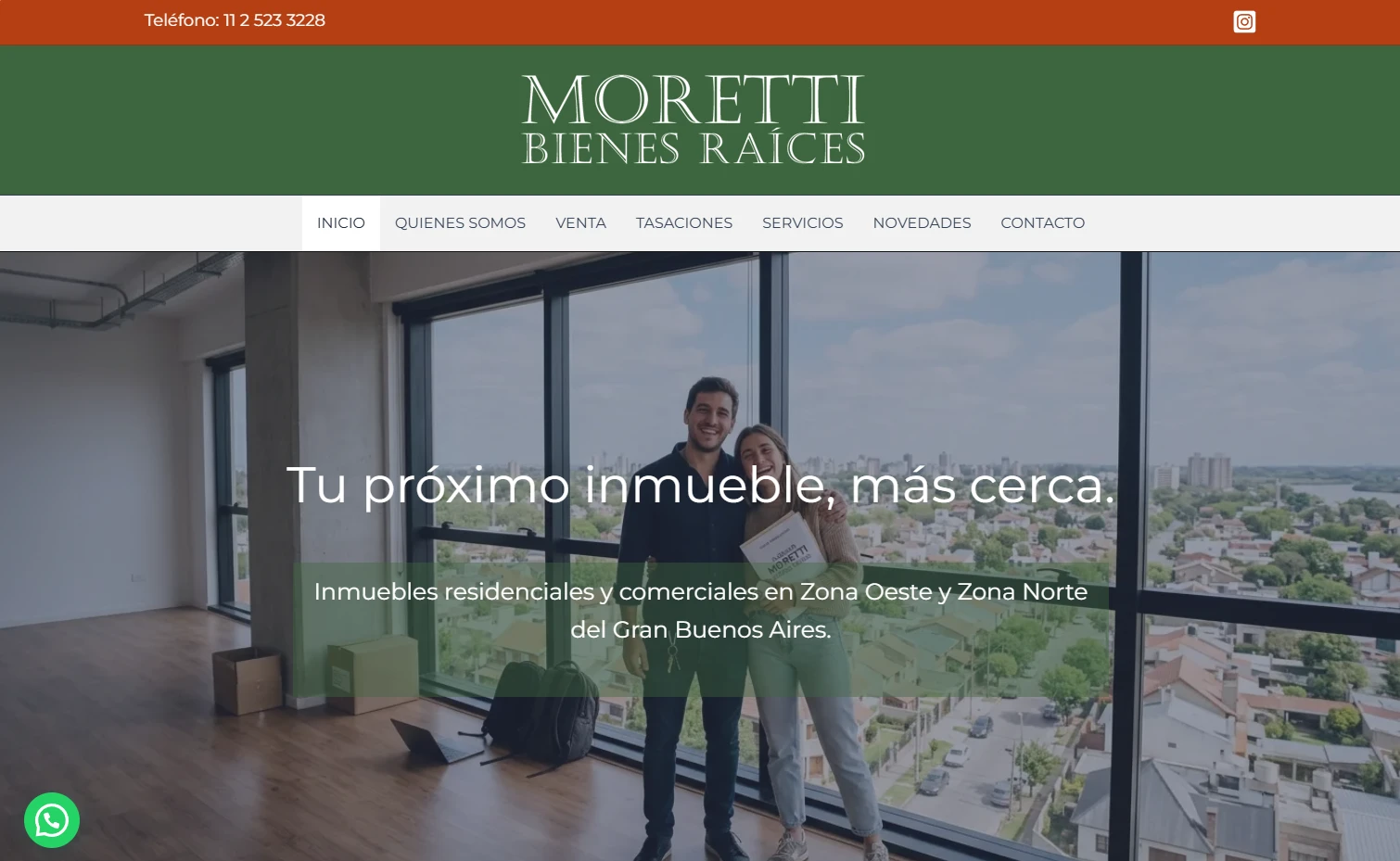 Sitio Web para Moretti Bienes Raíces